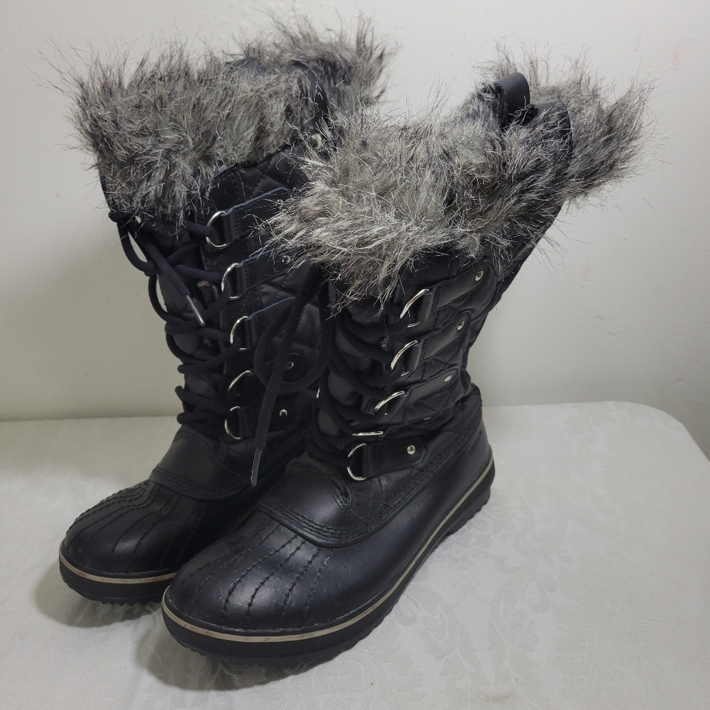 Womens Sorel Winter Waterproof Boot Black Tofino II Lace Up Size 8